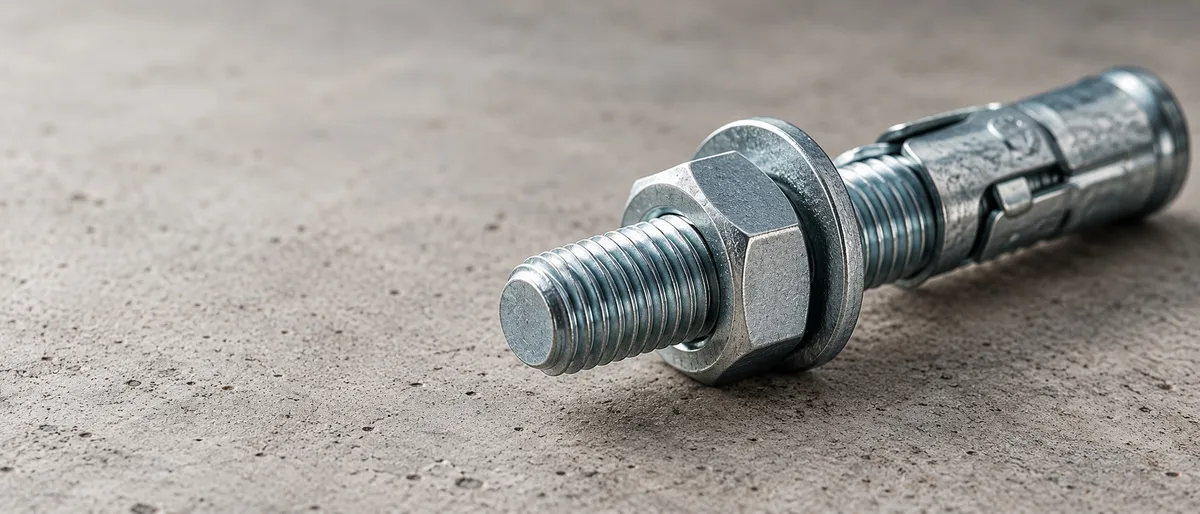 Close-up of zinc plated wedge anchor threads