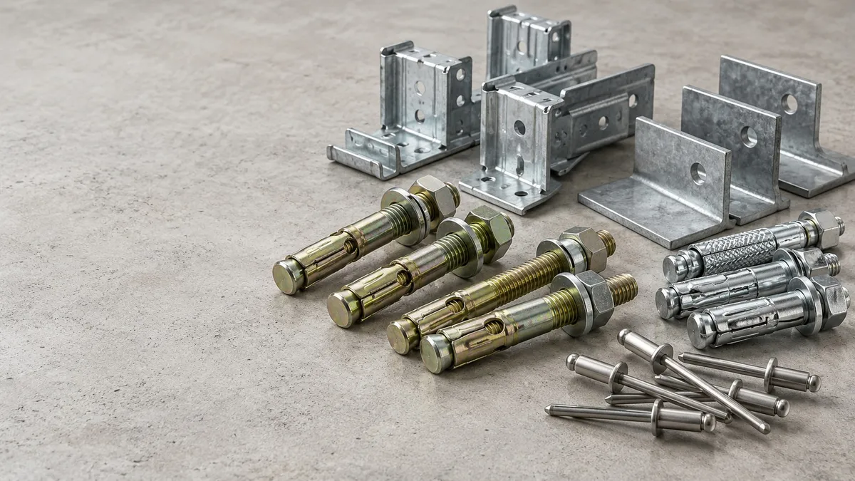 Ceiling clips, cleats, anchors and rivets from our range